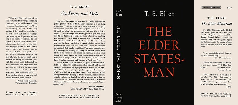 Item #42281 Elder Statesman, The. T. S. Eliot