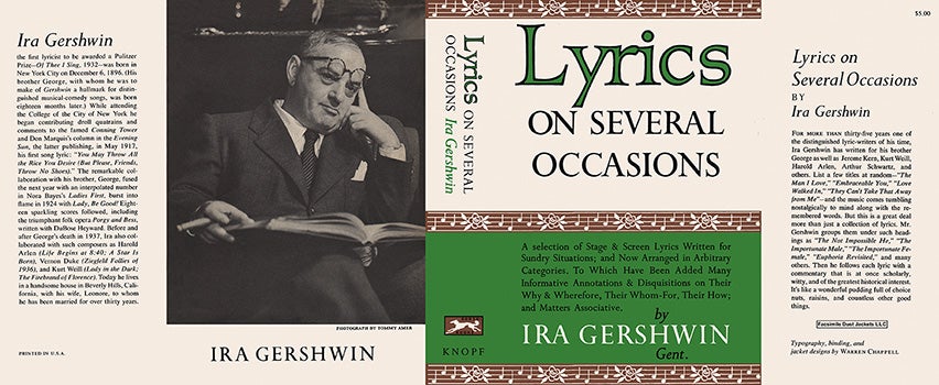 Item #42301 Lyrics on Several Occasions. Ira Gershwin.