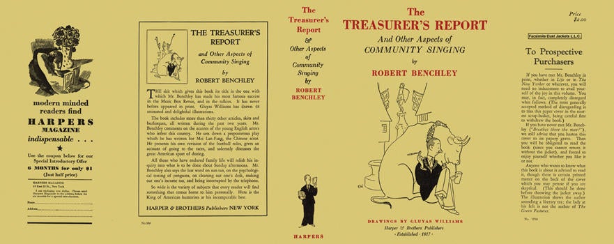 Item #4258 Treasurer's Report and Other Aspects of Community Singing, The. Robert Benchley,...