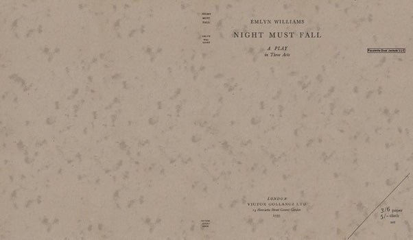Item #42645 Night Must Fall, A Play in Three Acts. Emlyn Williams