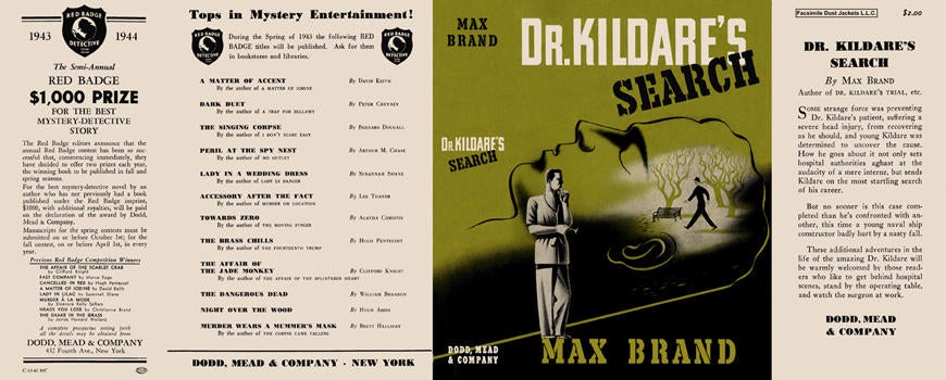 Item #4269 Dr. Kildare's Search. Max Brand