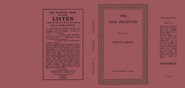 Item #43088 Less Deceived, The. Philip Larkin.