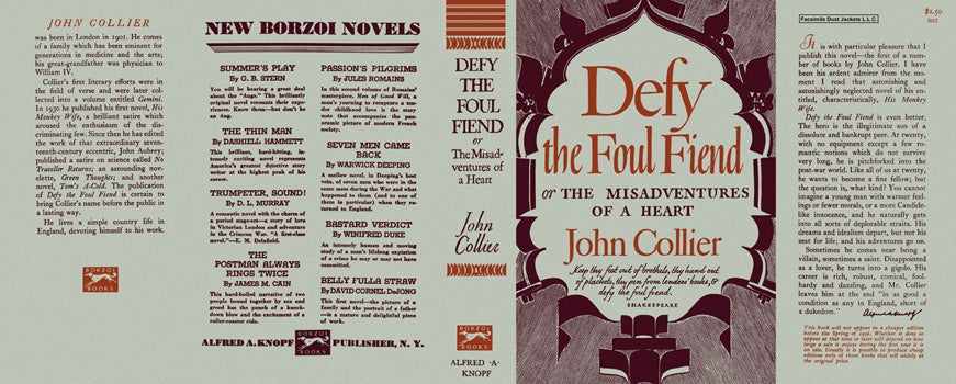 Item #4336 Defy the Foul Fiend or The Misadventures of a Heart. John Collier.
