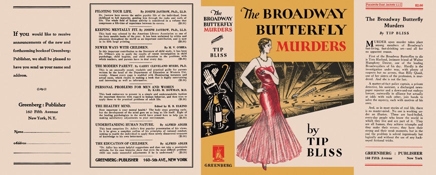 Item #43814 Broadway Butterfly Murders, The. Tip Bliss
