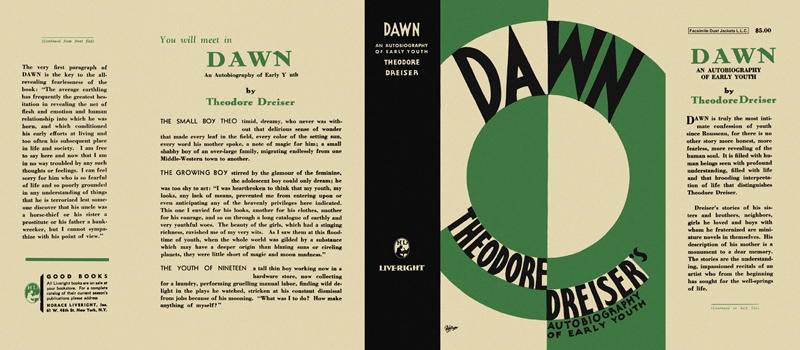 Item #4394 Dawn. Theodore Dreiser.