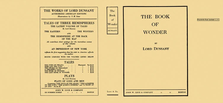 Item #4399 Book of Wonder, The. Lord Dunsany