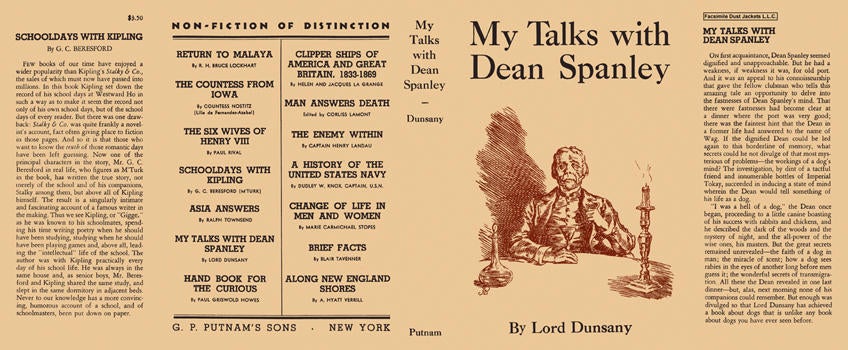 Item #4401 My Talks with Dean Spanley. Lord Dunsany