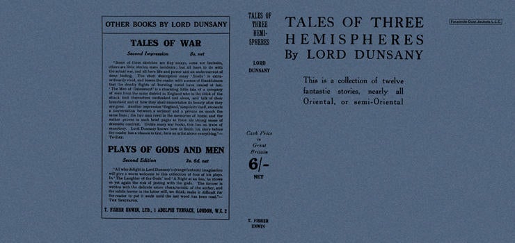 Item #4405 Tales of Three Hemispheres. Lord Dunsany