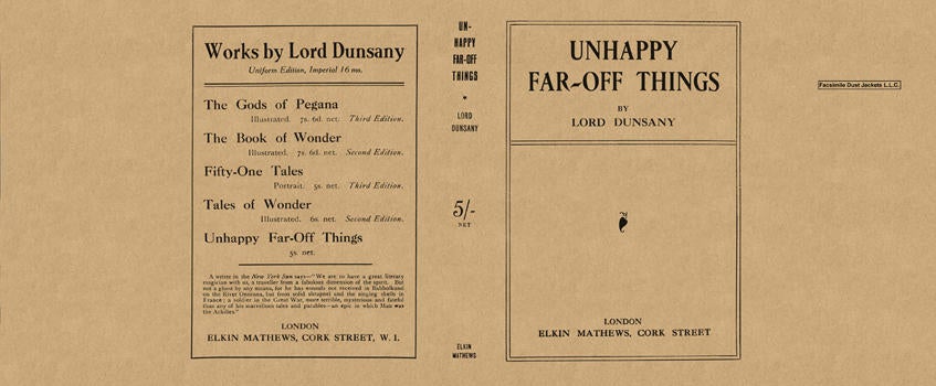 Item #4409 Unhappy Far-Off Things. Lord Dunsany.