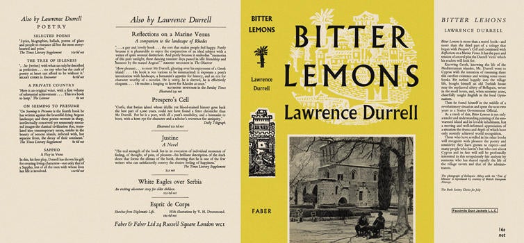Item #4413 Bitter Lemons. Lawrence Durrell.