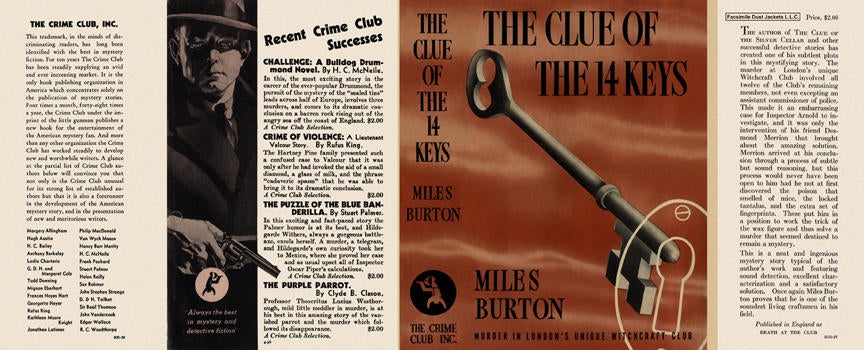 Item #442 Clue of the 14 Keys, The. Miles Burton