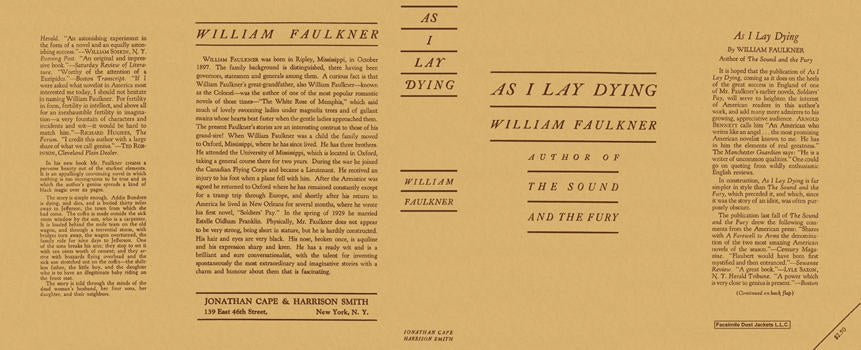 Item #4432 As I Lay Dying. William Faulkner.