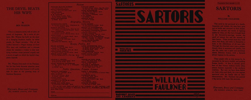 Item #4449 Sartoris. William Faulkner.