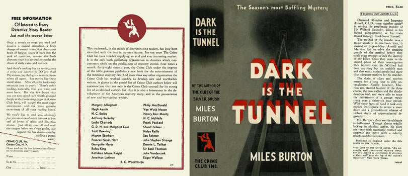 Item #445 Dark Is the Tunnel. Miles Burton