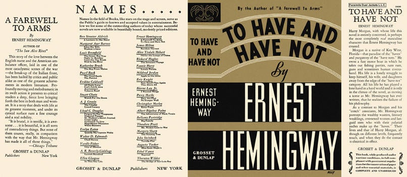 Item #4566 To Have and Have Not. Ernest Hemingway
