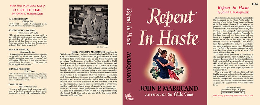 Item #45896 Repent in Haste. John P. Marquand