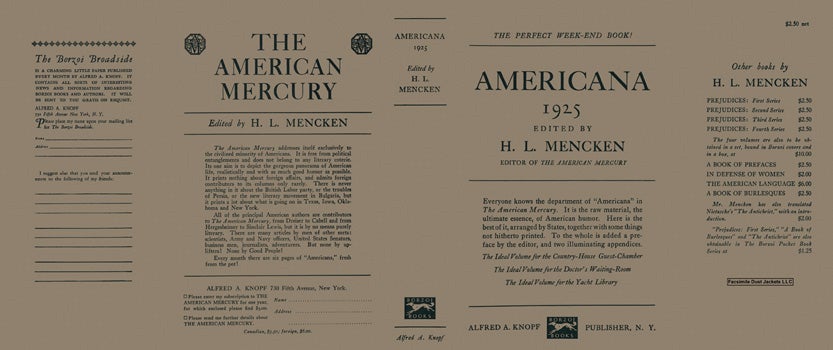Item #46105 Americana 1925. H. L. Mencken