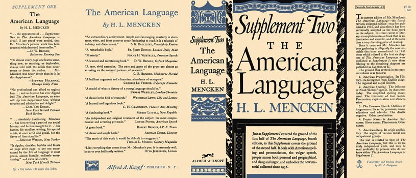 Item #46107 Supplement Two, The American Language. H. L. Mencken.
