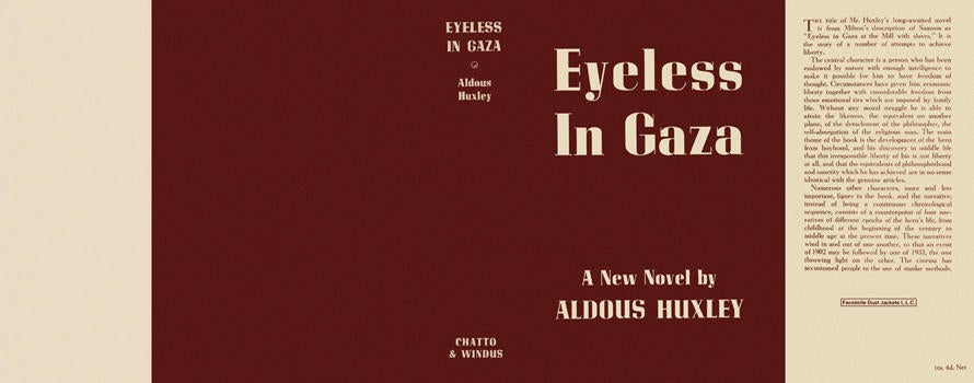 Item #4611 Eyeless in Gaza. Aldous Huxley.