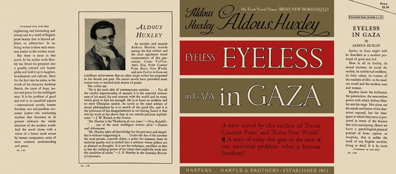 Item #4612 Eyeless in Gaza. Aldous Huxley.