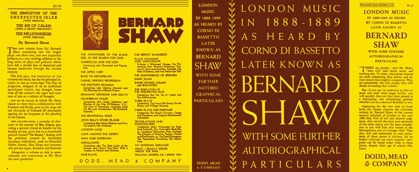 Item #46141 London Music in 1888-1889 as Heard by Corno Di Bassetto. George Bernard Shaw