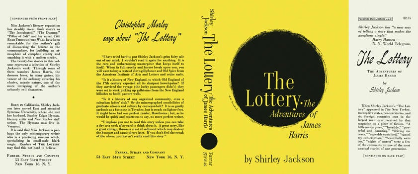 Item #4622 Lottery, The Adventures of James Harris, The. Shirley Jackson.