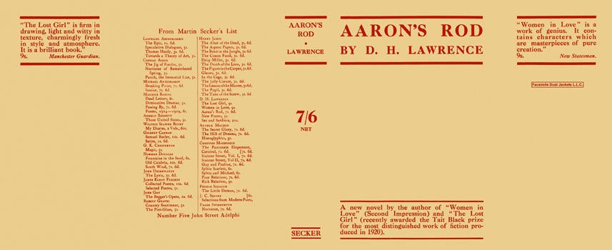 Item #4658 Aaron's Rod. D. H. Lawrence