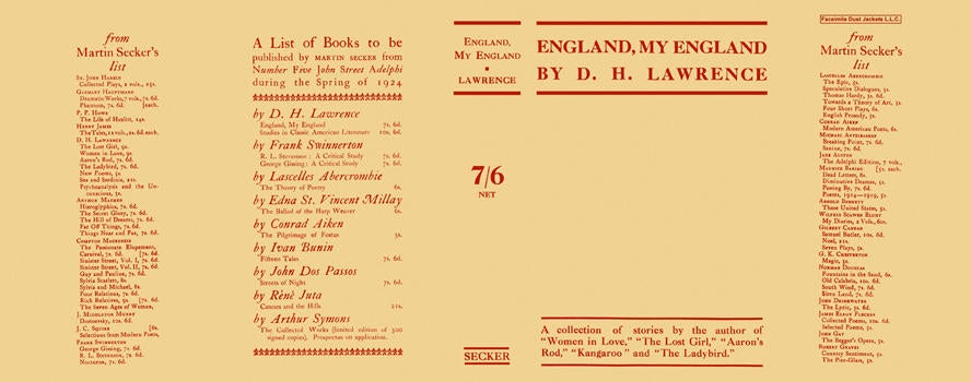 Item #4662 England, My England. D. H. Lawrence
