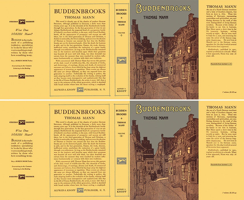Item #46700 Buddenbrooks, Volume 1 and 2. Thomas Mann