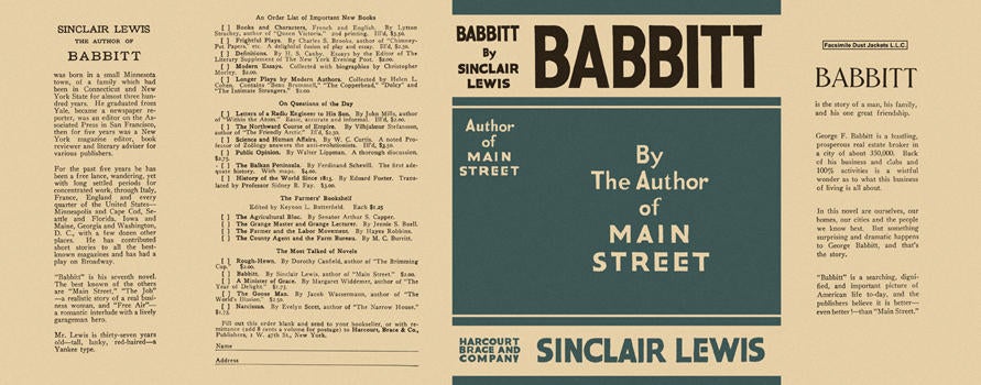 Item #4677 Babbitt. Sinclair Lewis