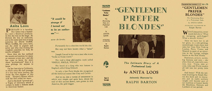 Item #4707 Gentlemen Prefer Blondes. Anita Loos, Ralph Barton.