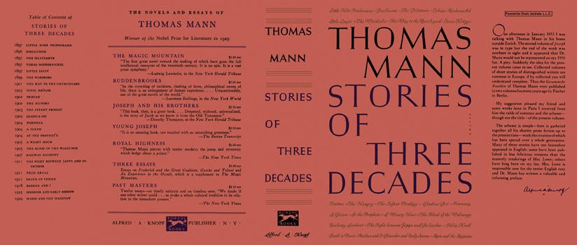 Item #4721 Stories of Three Decades. Thomas Mann