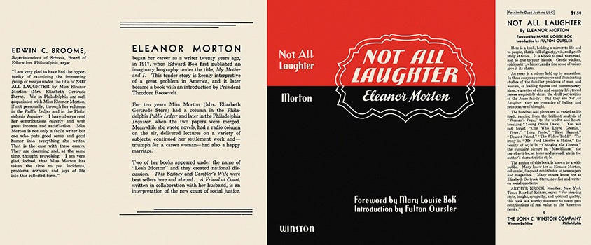 Item #47266 Not All Laughter. Eleanor Morton