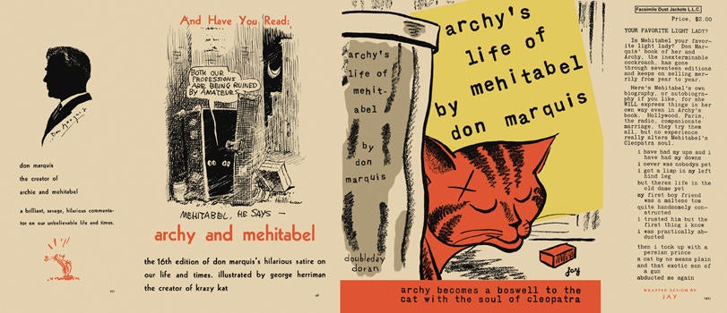 Item #4729 Archy's Life of Mehitabel. Don Marquis.