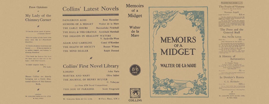 Item #4736 Memoirs of a Midget. Walter de la Mare
