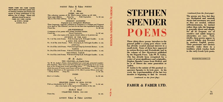 Item #47547 Poems. Stephen Spender.