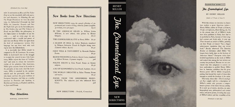 Item #4778 Cosmological Eye, The. Henry Miller