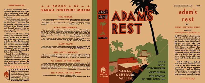 Item #4780 Adam's Rest. Sarah Gertrude Millin