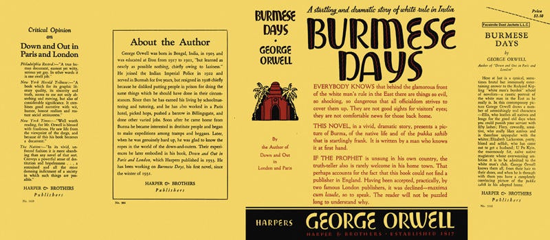 Item #4854 Burmese Days. George Orwell.