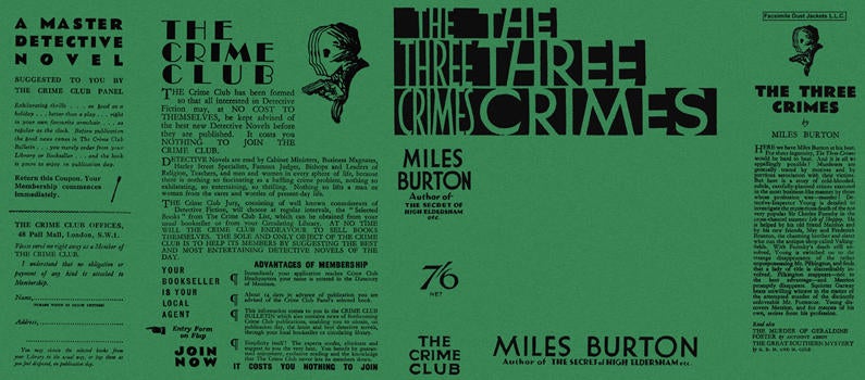 Item #494 Three Crimes, The. Miles Burton