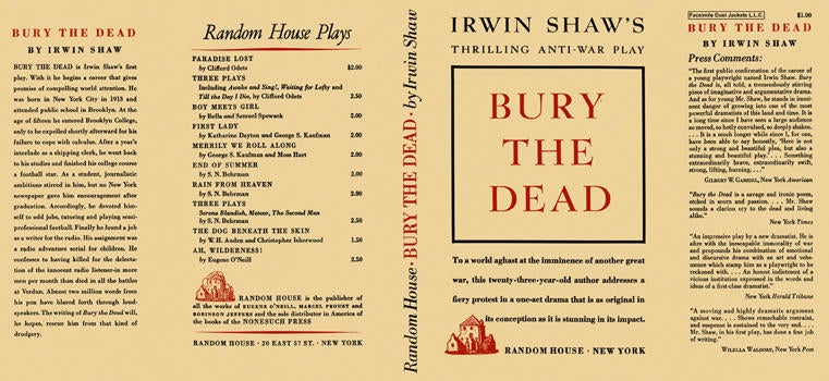 Item #4942 Bury the Dead. Irwin Shaw