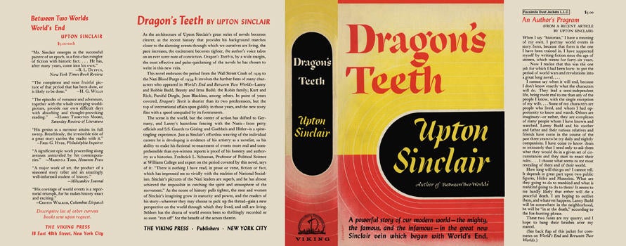 Item #4946 Dragon's Teeth. Upton Sinclair.