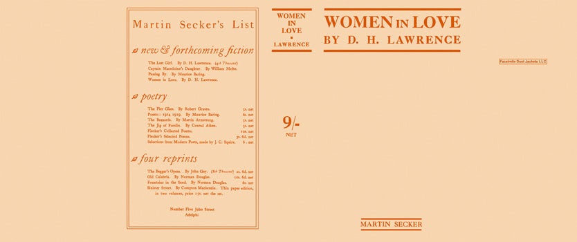 Item #49469 Women in Love. D. H. Lawrence.
