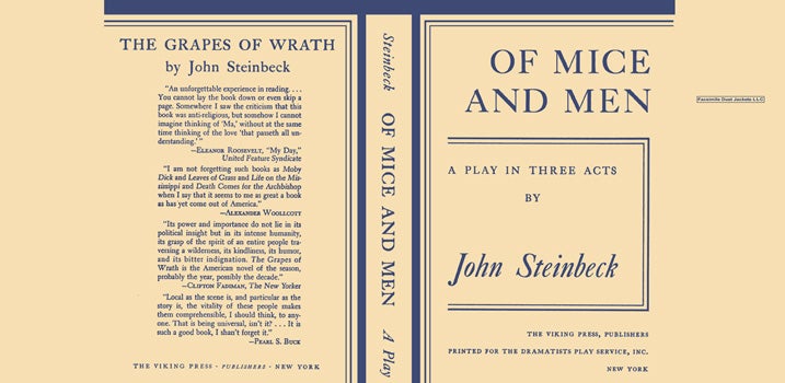 Item #49481 Of Mice and Men, A Play in Three Acts. John Steinbeck