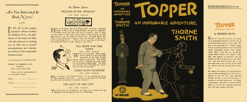 Item #4954 Topper, An Improbable Adventure. Thorne Smith.