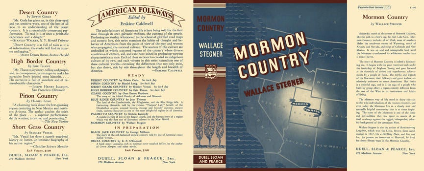 Item #4963 Mormon Country. Wallace Stegner.