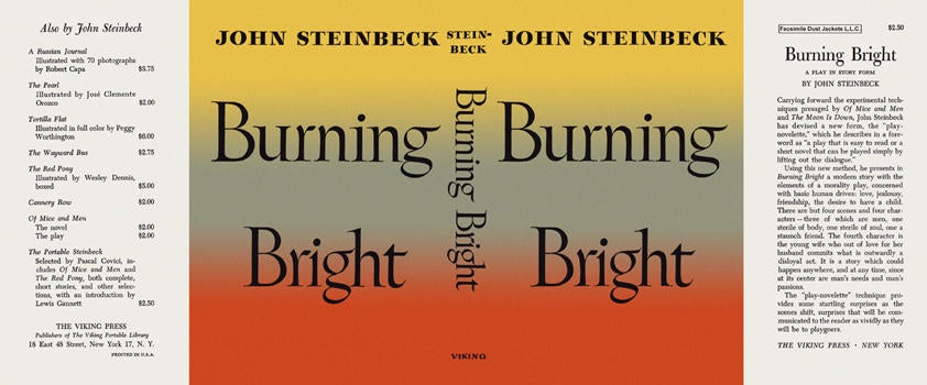 Item #4967 Burning Bright. John Steinbeck