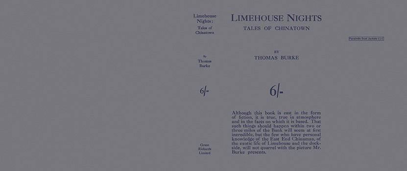 Item #49744 Limehouse Nights, Tales of Chinatown. Thomas Burke.