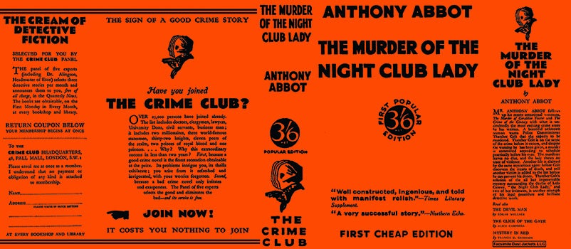 Item #50965 Murder of the Night Club Lady, The. Anthony Abbot