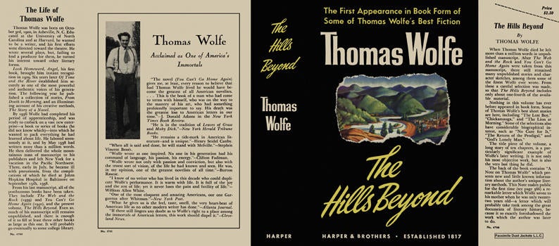 Item #5287 Hills Beyond, The. Thomas Wolfe